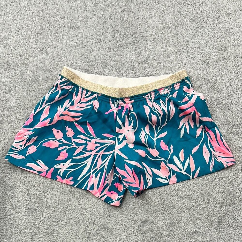 NEW Lilly Pulitzer S Rylan Short Tidal Wave Its Prime Time Gold Waistband